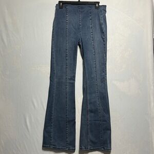 We The Free Womens Pull On Flare Jeans Size 27 Faded Blue Hippie 70s Retro